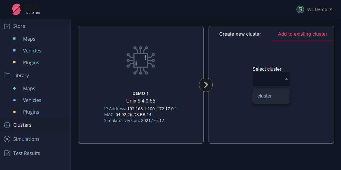 Create a cluster in sub simulator on distributed simulation