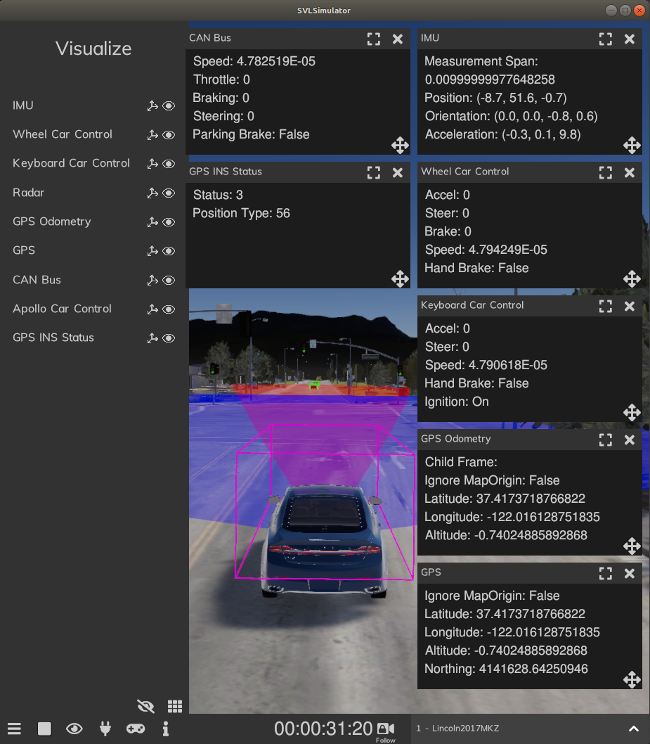 Distributed simulation main Simulator sensor list