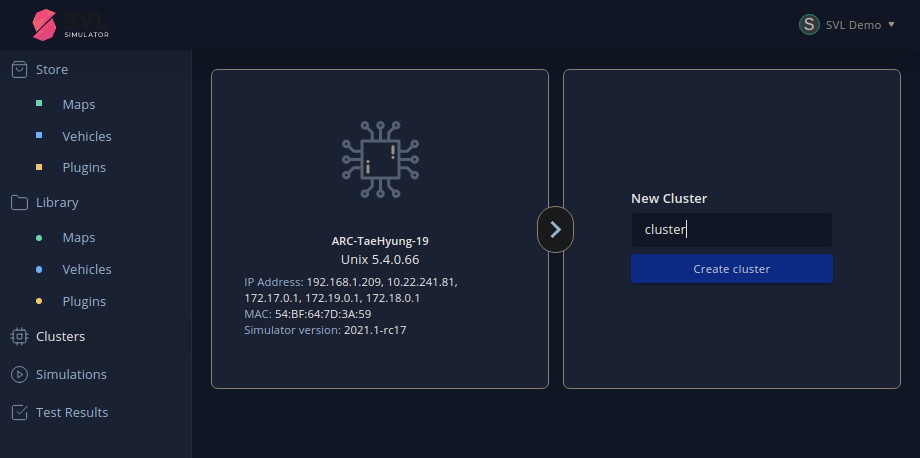 Create a cluster in main simulator of distributed simulation